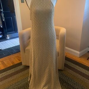 Boston Proper Beige Crocheted Patterned Maxi Dress